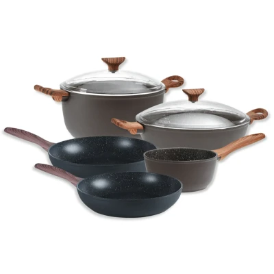Afbeelding van Sambonet Pannenset Rock &#039;n&#039; Rose Zwart Braadpan, Hapjespan, Koekenpannen &amp; Steelpan 5 Delig Voor alle warmtebronnen PFOA vrij