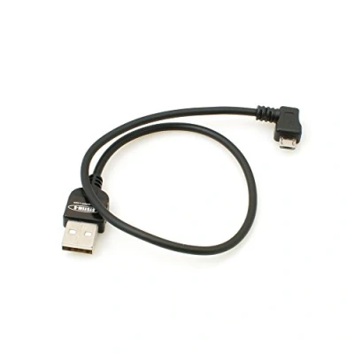 Afbeelding van System S Micro USB 2.0 kabel hoek 90 graden hoekstekker (links/mannelijk) adapter datakabel en oplaadkabel 30 cm