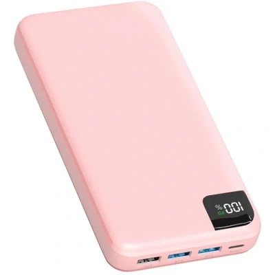 Afbeelding van Strex Powerbank Roze 27.000 mAh 22.5W Snellader USB A/USB C LED Indicatie Universele geschikt voor o.a. iOS/Android