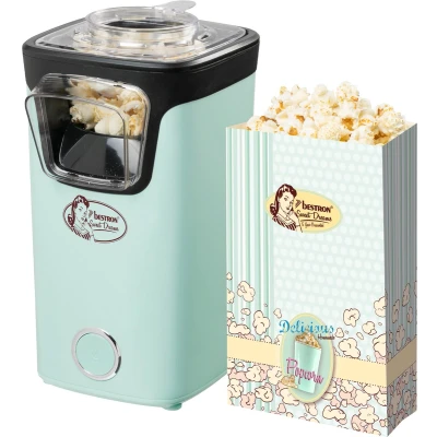 Afbeelding van Bestron Popcornmaker, Turbo Popcorn in minder 2 minuten, Popcornmachine met heteluchttechnologie, inclusief 10x popcornzakken &amp; geïntegreerde maatbeker, Sweet Dreams Collectie, Kleur: Mint