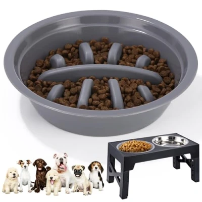 Afbeelding van TIDEVAN anti schrokbak, hondenbak, voederbak, schrokbak voor honden, Ø 20 cm, hoogte 5 langzaam eten, reserveonderdelen de vouwtafel, zweeg, katten en kleine