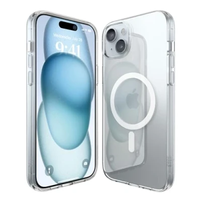 Afbeelding van elago Magnetic Hybrid Duidelijke Hoesje Compatibel met iPhone 15 Plus Case, MagSafe, PC + TPU Hybride, US Militaire Dalingsbescherming, het Verminderde Vergeelt (Wit)
