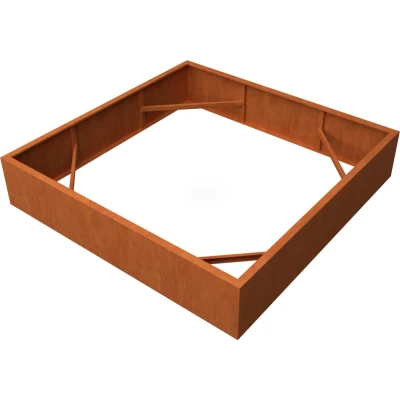 Afbeelding van Plantenbak Artesa Cortenstaal 2000x2000x400mm (LxBxH) Materiaaldikte 2mm. Voorzien van verstevigingskokers aan de binnenkant. Zonder bodem. Omplooi bovenrand 50mm.