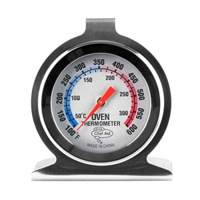 Afbeelding van Chef Aid Roestvrijstalen oventhermometer met ventilator, gas, elektrisch, pizzaoven, friteuse of fornuis koken/bakken/barbecue, ophangen in de oven plaatsen, gemakkelijk af te lezen scherm