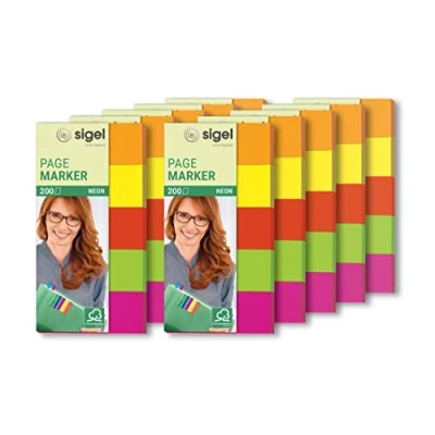 Afbeelding van SIGEL HN655 Index Page Markers, Oranje/Geel/Rood/Groen/Roze 200 strips (pak van 10)