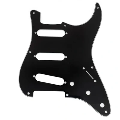 Afbeelding van Musiclily Pro gaats ST Slagplaat Gitaar SSS Pickguard voor 2008 2019 China Squier Classic Vibe SQ CV 50s Reissue Vintage Strat stijl Elektrische Gitaar, 3 laags Zwart
