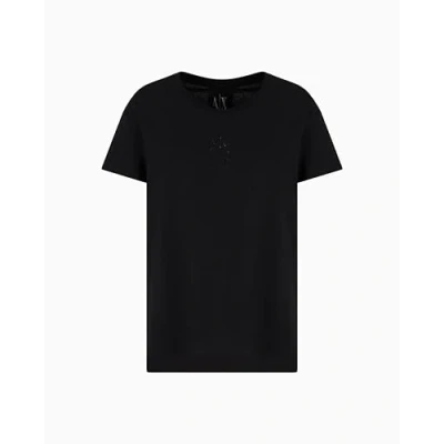 Afbeelding van Armani Exchange Women&#039;s Icon Project, glanzend logo, T shirt, Zwart, M, M