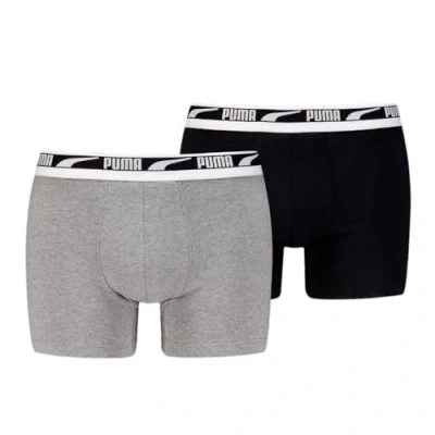 Afbeelding van Puma Herenslips 2P Men Multi Logo Boxer Grijs/Zwart katoen Small Heren