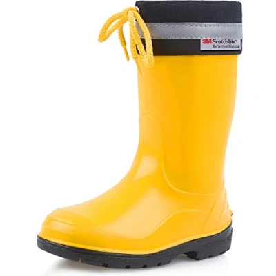 Afbeelding van Ladeheid LA LMG 972 Kim Kinder Regenlaarzen Rubber Hoog met Veters PVC Waterdicht Geel/Zwart 24