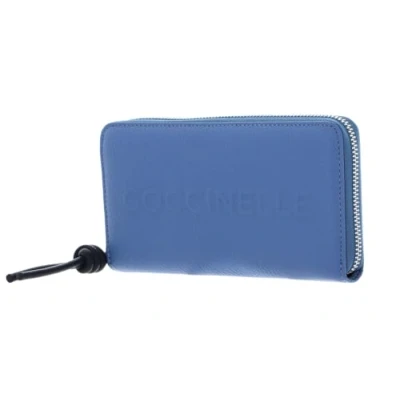 Afbeelding van COCCINELLE Leren Portemonnee Metallic Soft Wallet Grained Leather Azul / Midnight B Blauw