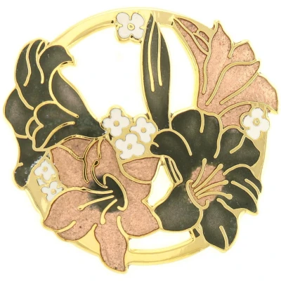 Afbeelding van Behave® Broche met bloem surfinia bruin zwart emaille sierspeld sjaalspeld