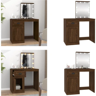 Afbeelding van Make up tafel met LED 90X50X132,5 Cm Bewerkt Hout Sonoma Eikenkleur Bruineiken /