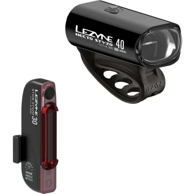 Afbeelding van Lezyne Hecto StVZO 40 / Stick Pair Oplaadbare LED fietslampen 2 standen Voor 140 Lumen Achter 30 Accu 7/3 uur CNC Aluminium Zwart