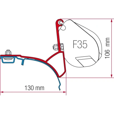 Afbeelding van Fiamma F35 Pro Cassetteluifel Adapter VW T5 Multivan Transporter Kleurloos Luifels Accessoires