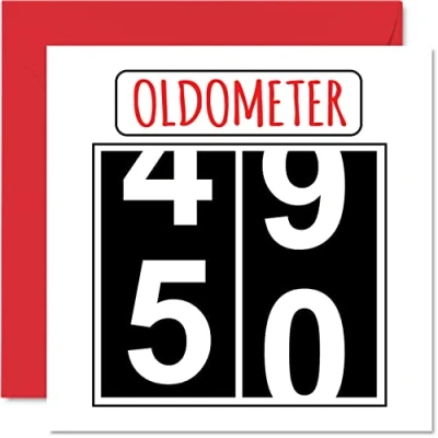 Afbeelding van Leuke 50e verjaardagskaarten voor mannen vrouw Oldometer Happy Birthday Card papa mama opa oppas oma oom tante neef vriend, 145 mm wenskaarten, kaart