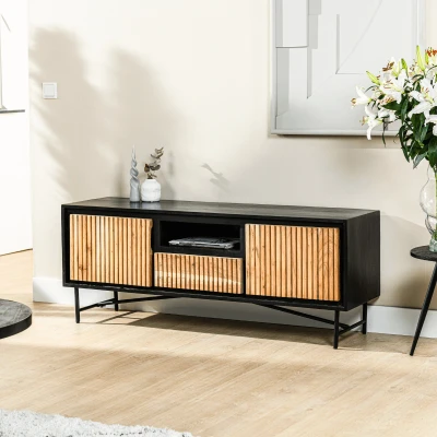 Afbeelding van Vurna Haki tv meubel 140cm naturel/zwart Hout