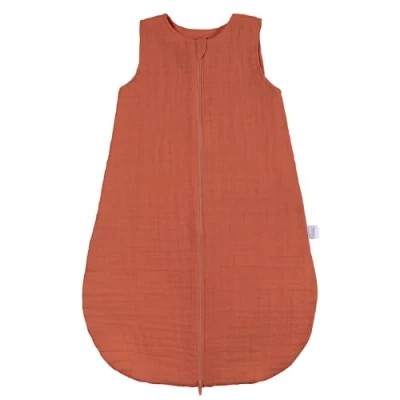 Afbeelding van MAKIAN Zomerslaapzak van gaas, licht, TOG 0,5, mouwloos lichte turbulette 100% katoen, ademend, Öko Tex (terracotta, 60 cm), Terracotta, cm