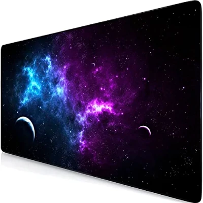 Afbeelding van Retoo muismat XXL, 800 x 400 mm, grote gaming met motief kosmos, bureauonderlegger, speciaal oppervlak, verbetert precisiesnelheid, franjesvrije randen, groot formaat