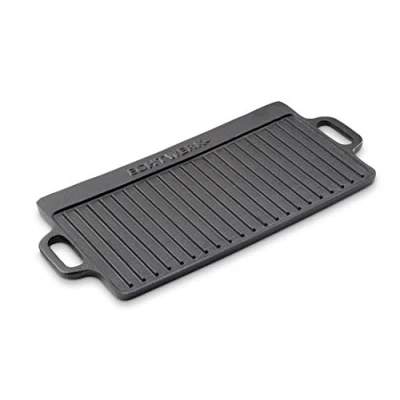 Afbeelding van ECHTWERK EW GE 1205 Grillplaat BIG 50,5 x 23 1,5 cm van gietijzer met 2 handgrepen en emaille coating, grillpan/grillplaat voor haard, grillplaats, kampvuur, oven of fornuis