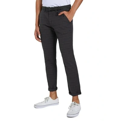 Afbeelding van Tom Tailor Denim heren 1020451 Rechte chinobroek met riem, 23995 Grijs Bruin Check Garen Dye, 36W / 32L