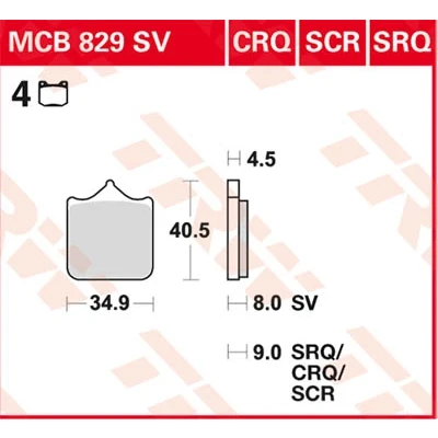 Afbeelding van Remblokkenset, schijfrem TRW MCB829SV