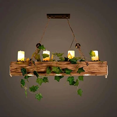 Afbeelding van Lfoute Industriële Hanglamp LED Retro 4 Vlammen Hout Creatieve Eetkamer Kroonluchter Hoogte Verstelbare Woonkamer Slaapkamer Keuken Hotel Bar Rustieke Decoratie