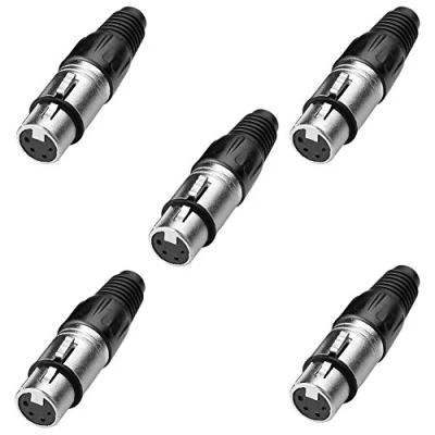 Afbeelding van SIENOC 4 polige XLR stekkerdoos zwart metalen behuizing zilveren contacten 5 stuks