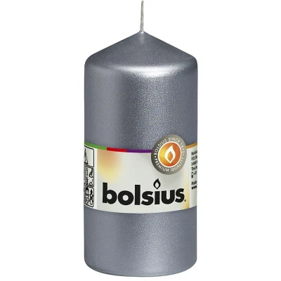 Afbeelding van Bolsius Stompkaars 120/60 metal zilver 1 stuks