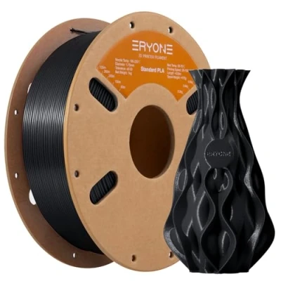 Afbeelding van ERYONE PLA filament 1,75 mm, voor 3D printer PLA, 0,03 1 kg/schaal, gitzwart