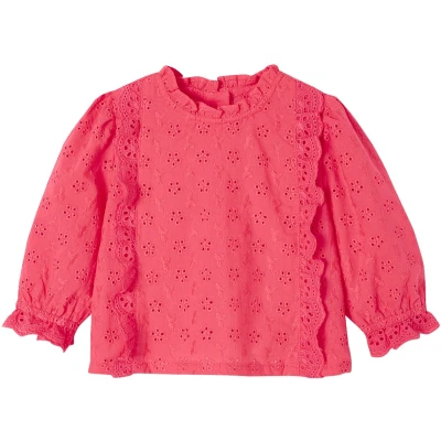 Afbeelding van Vertbaudet Meisjesblouse met ruches van Engels borduurwerk
