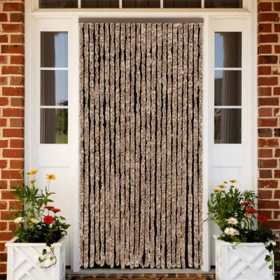 Afbeelding van Vliegengordijn 100x220 cm chenille beige en donkerbruin