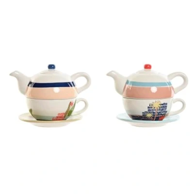 Afbeelding van Theepot Home ESPRIT Blauw Wit Groen Licht Roze Dolomite 750 ml (2 Stuks)