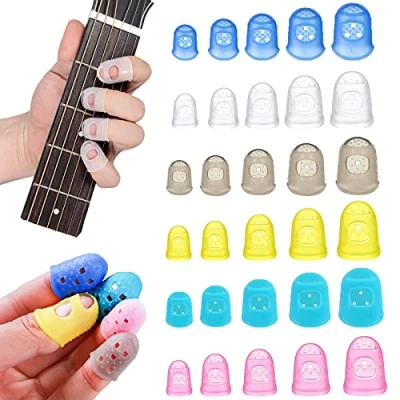 Afbeelding van Gitaar Vingertop Protectors, Vingerbescherming Gemaakt, Vingertopbeschermer, Vingerkapjes Worden Gebruikt Voor Gitaar, Bas, Ukelele, Tamboerijn, Duimpiano, Lezen, Borduren, 5 Maat, 30 Stuks