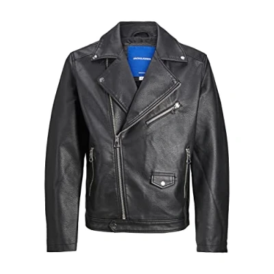 Afbeelding van Jack &amp; Jones Jorflores Biker Jacket Unisex Imitatieleren jas, Maat: XL, Black