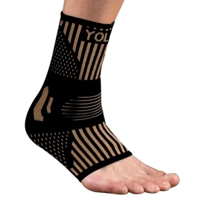 Afbeelding van Claglamatree 2 stuks enkelbandages, neuropathiesokken, ademende voor dames/mannen, compressiesokken (bruin, M)