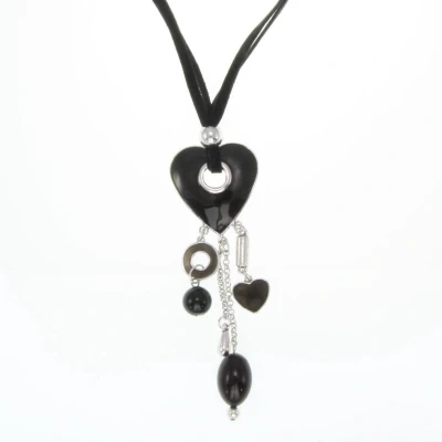 Afbeelding van Behave Ketting met suede en hartvormige hanger