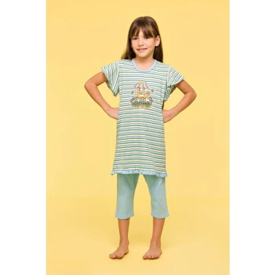 Afbeelding van Woody Meisjes Dames Pyjama multicolor streep maat 164/14J