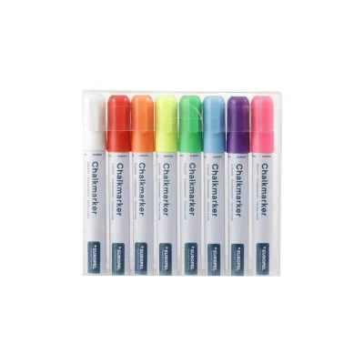Afbeelding van Krijtstift met vloeibare inkt, punt 1 6 mm. Set van 8 stiften in versc