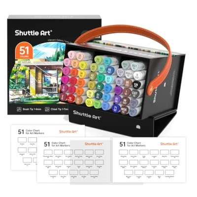 Afbeelding van Shuttle Art 51 Kleuren Alcohol Markers Beitel &amp; Brush Tip