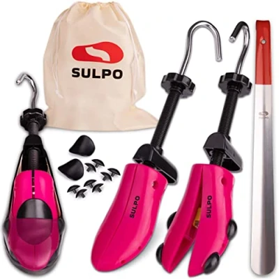 Afbeelding van SULPO schoenspanner van robuuste kunststof schoenverreder, schoenenrek houdt de schoen in vorm incl. opbergtas &amp; schoenlepel 4 maten (42 44)