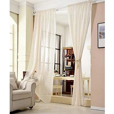Afbeelding van WOLTU 1 X Doorschijnend gordijn voile 140x175cm,semi gordij Gebroken Wit VH5856cm