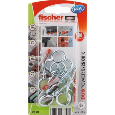 Afbeelding van Fischer plug Duopower met ooghaak 5x25mm (Per 8 stuks)