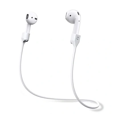 Afbeelding van Keybudz AirStrapz houder houderband, opslag voor Apple AirPods Pro &amp; AirPods, hoofdtelefoon oortelefoon accessoires, wit