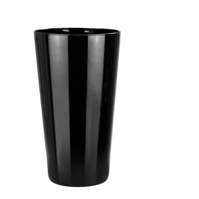 Afbeelding van TREND FOR HOME Bloemenvaas H: 25 cm deco zwarte vaas zwart glazen conisch grote decoratieve cilindrisch vazen rond Ø 14 Alyssa Piano Black
