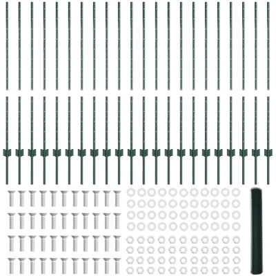 Afbeelding van vidaXL Hekpalen 11 stuks U Kanaal Groen 120 cm Staal, Hexagon Hek 1,2x50 m Staal