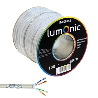 Afbeelding van Lumonic 100m netwerkkabel CAT 6 S/FTP PIMF I Cat6 kabel, Gigabit Lan Ethernet kabel Flexibele legkabel afgeschermd, voor binnengebruik tot 25