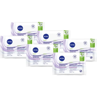 Afbeelding van 6x Nivea Reinigingsdoekjes Sensitive 25 stuks