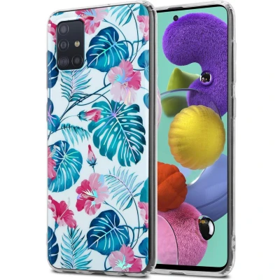 Afbeelding van Cadorabo Hoesje geschikt voor Samsung Galaxy A51 4G / M40s in SCHILDPAD BLADEN Beschermhoes gemaakt van TPU siliconen Case Cover met bloemenmotief
