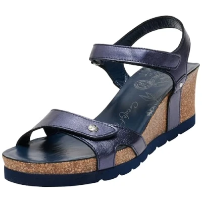 Afbeelding van Panama Jack Julia Shine Sandalen met plateauzool, Dames, Maat: 38, Marino/navy Leer