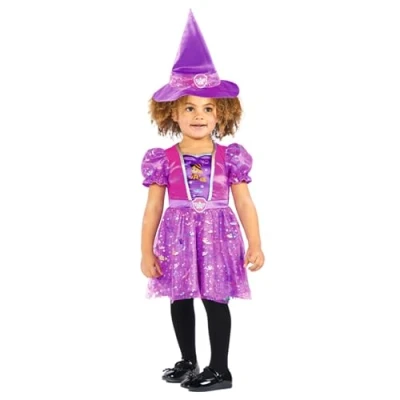 Afbeelding van Amscan Heksenkostuum voor kinderen, met heksenjurk en hoed, Paw Patrol Skye Witch, Halloween, carnaval verkleedfeest